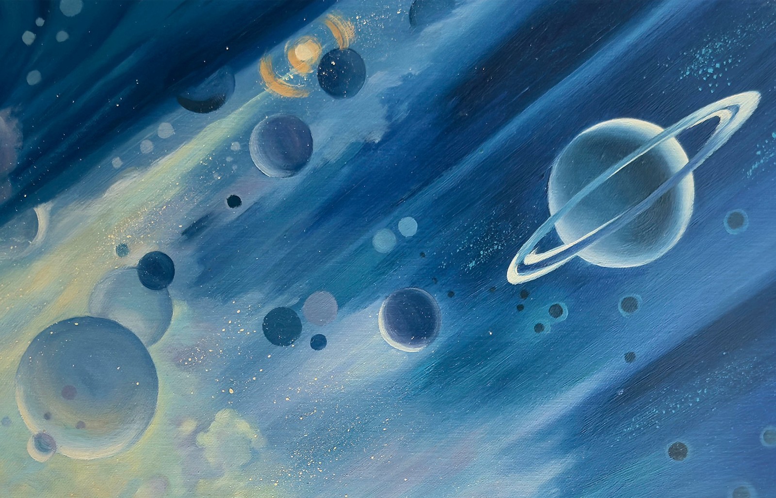 Astronaut and Cosmic Space – 20×24 inch oil painting on canvas