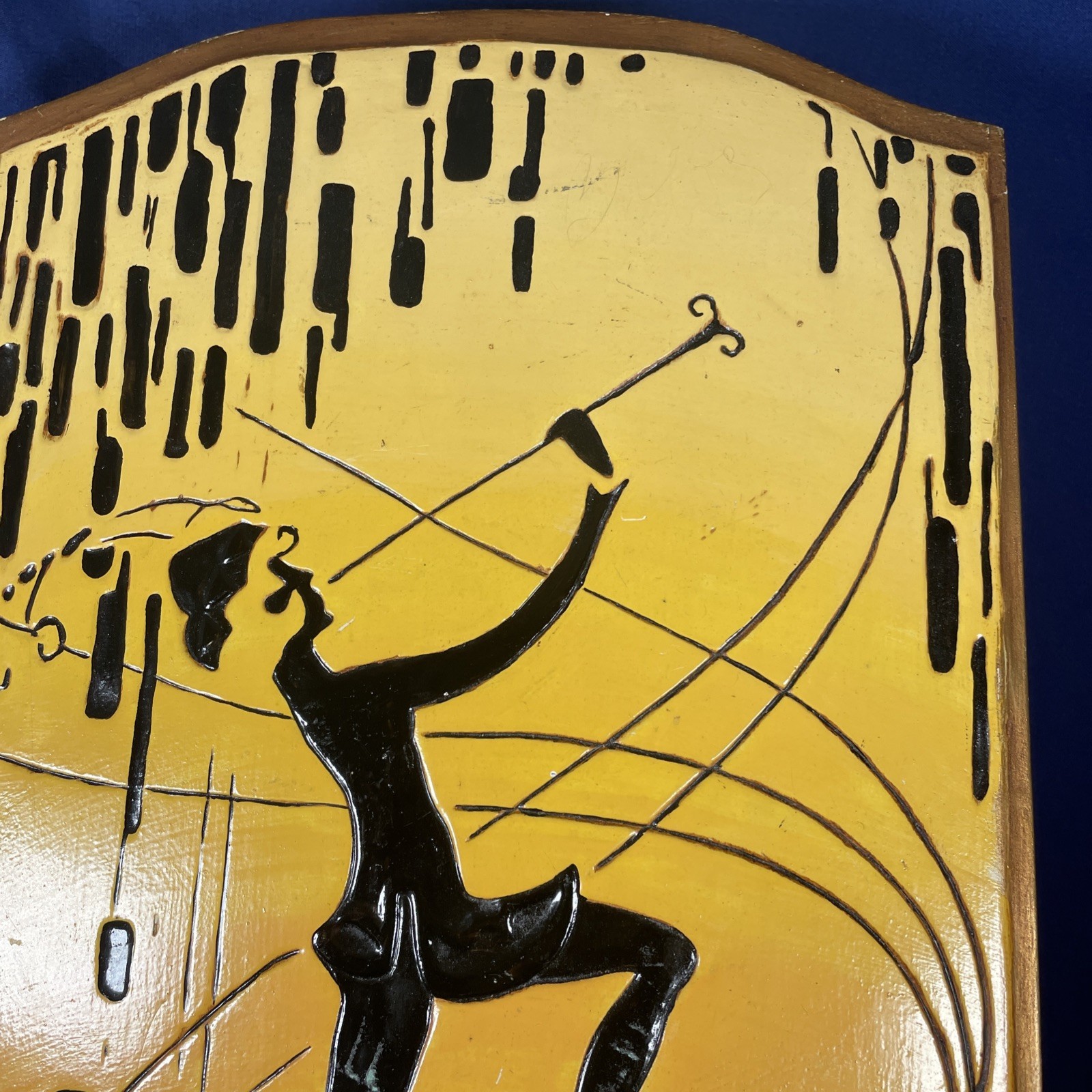VINTAGE ART DECO PAINTED Ceramic DANCING Piper SILHOUETTE 14”X9″ With Hanger