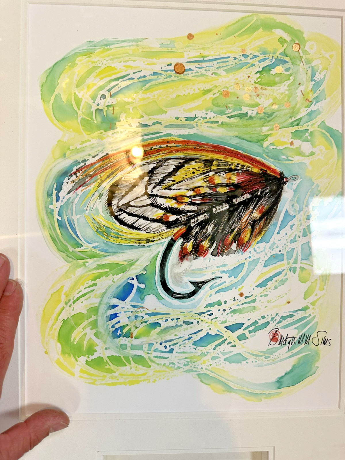 BEAUTIFUL Fly Fishing painting salmon fly Quality sporting tackle print LURE