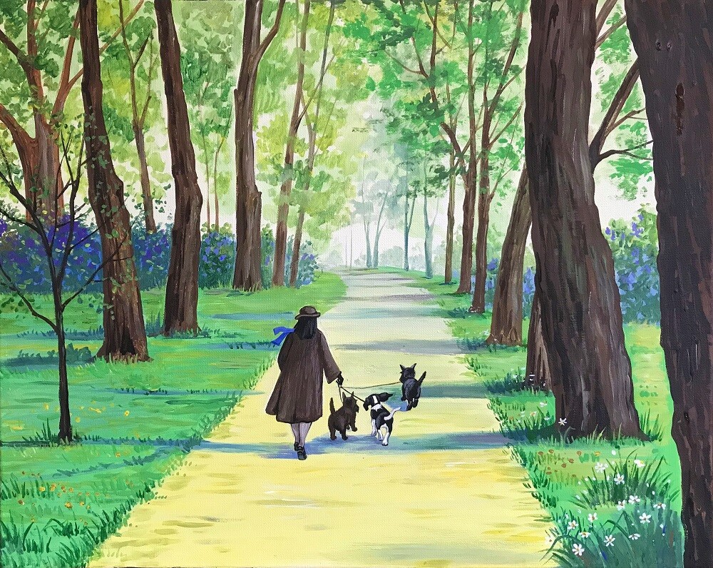 ACEO INCH PRINT OF PAINTING RYTA SCOTTISH TERRIER SPRINGER SPANIEL Landscape Art