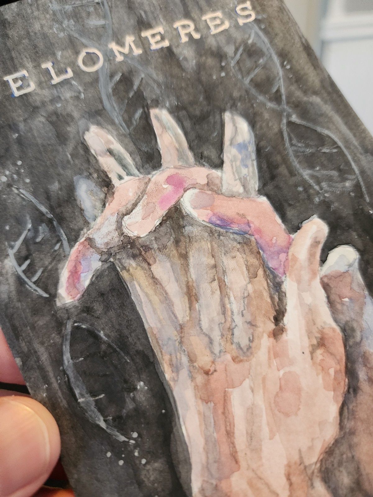 Telomeres music inspired fan art. 4×6 watercolor original