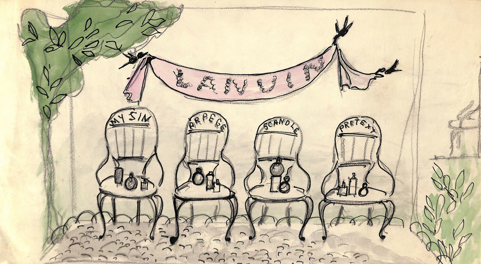 Lanvin Of Paris Original c1950s Advertising Watercolor Artwork