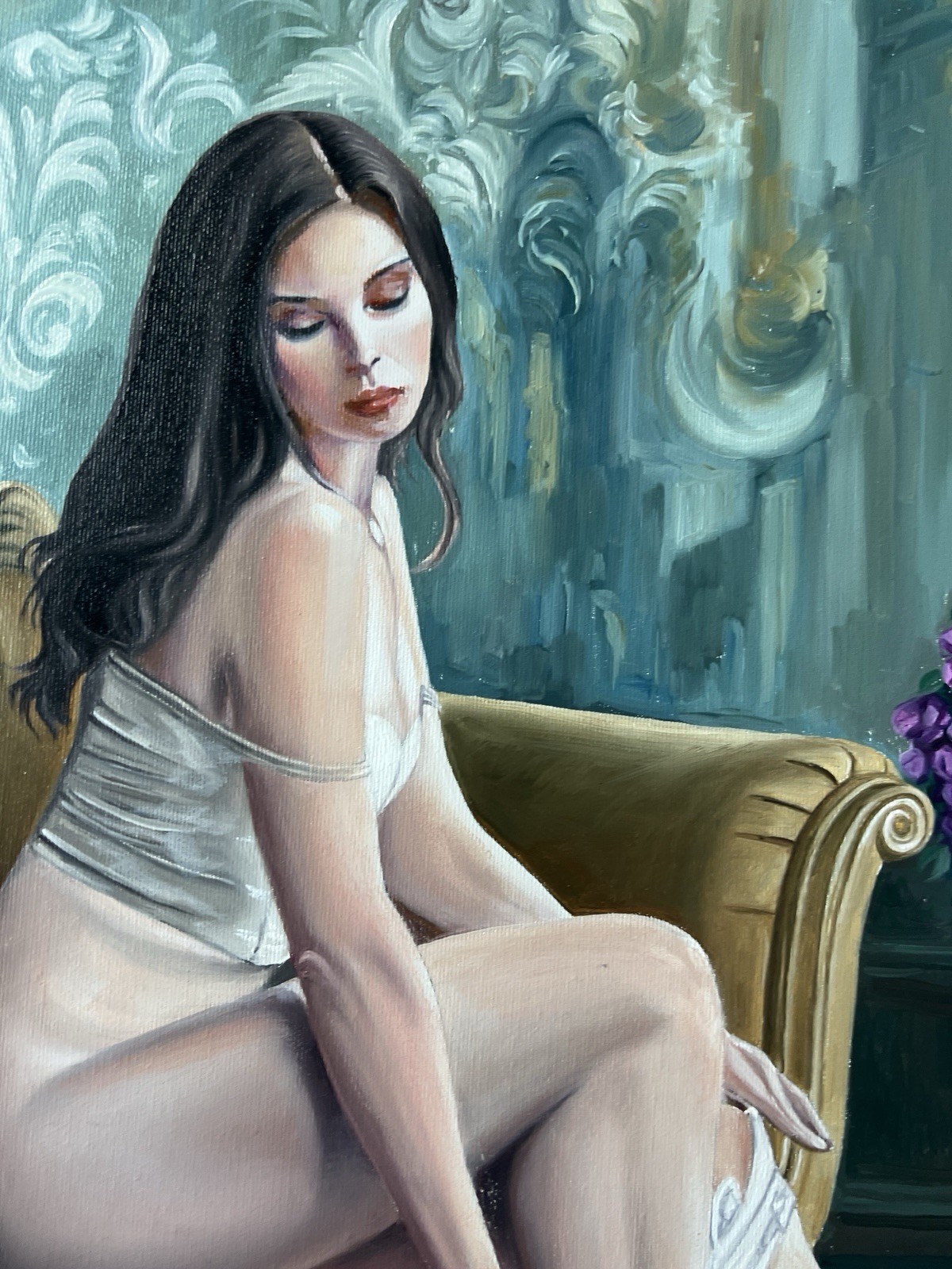 Original Oil Painting, Portrait, Female Figure, Modern Art 20×23,6 Inch