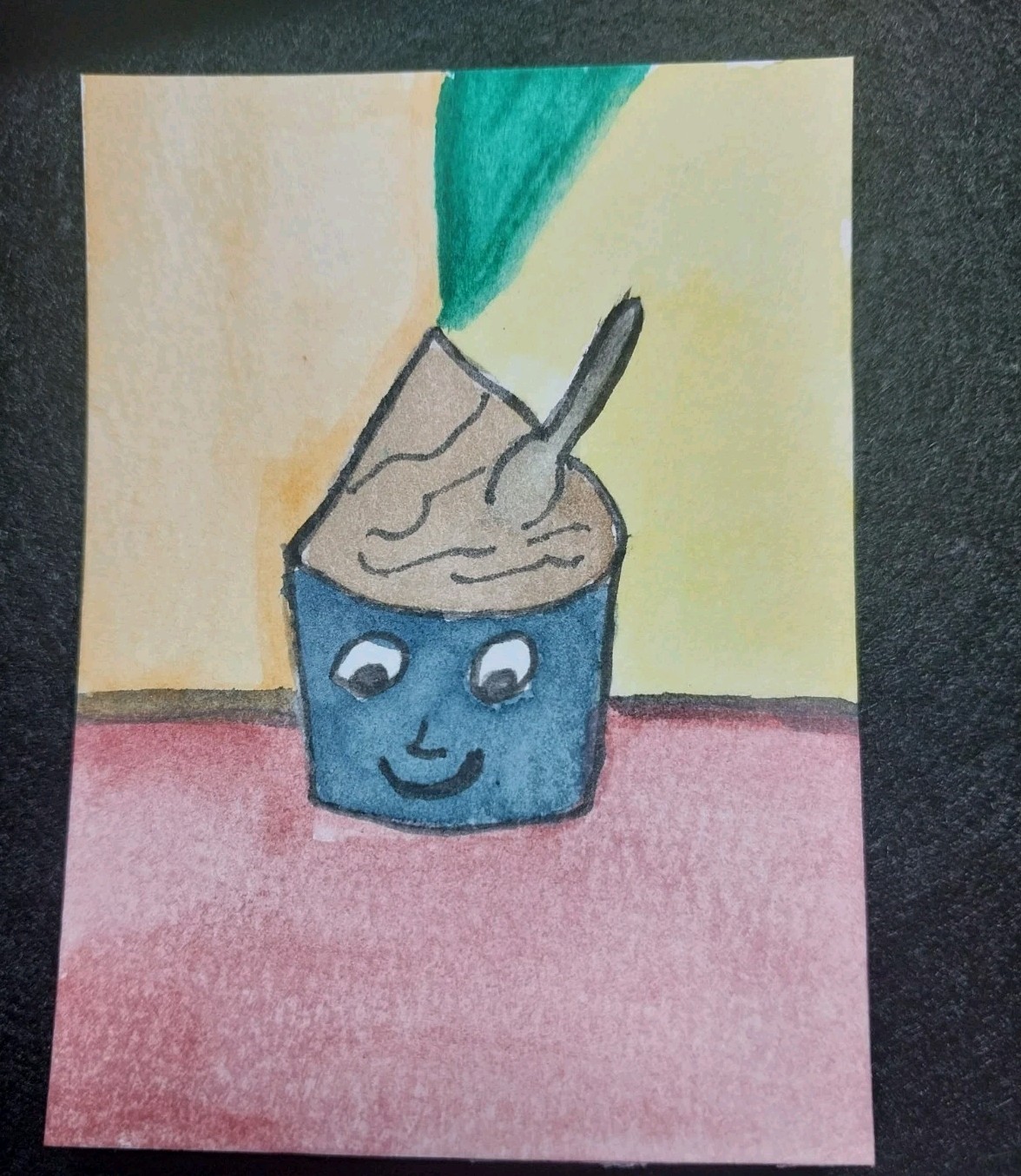 ACEO Original Art Card ATC Watercolor Cute Ice cream Food OOAK Painting GAT