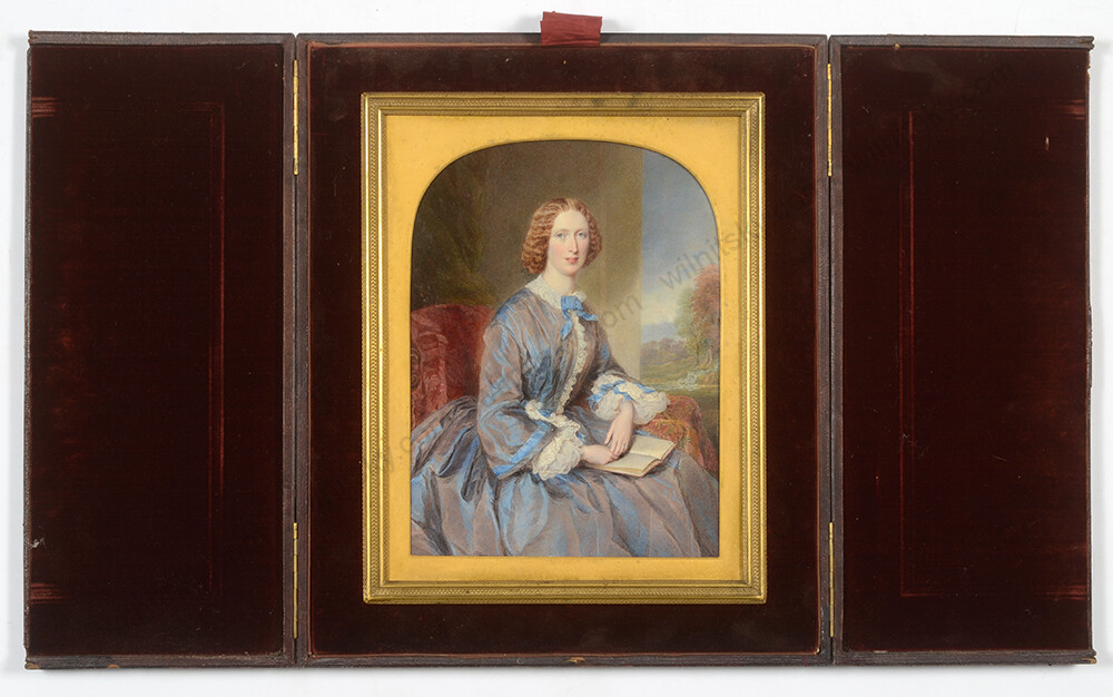 Sir William John Newton «Lady on a terrace», large miniature, 1860s