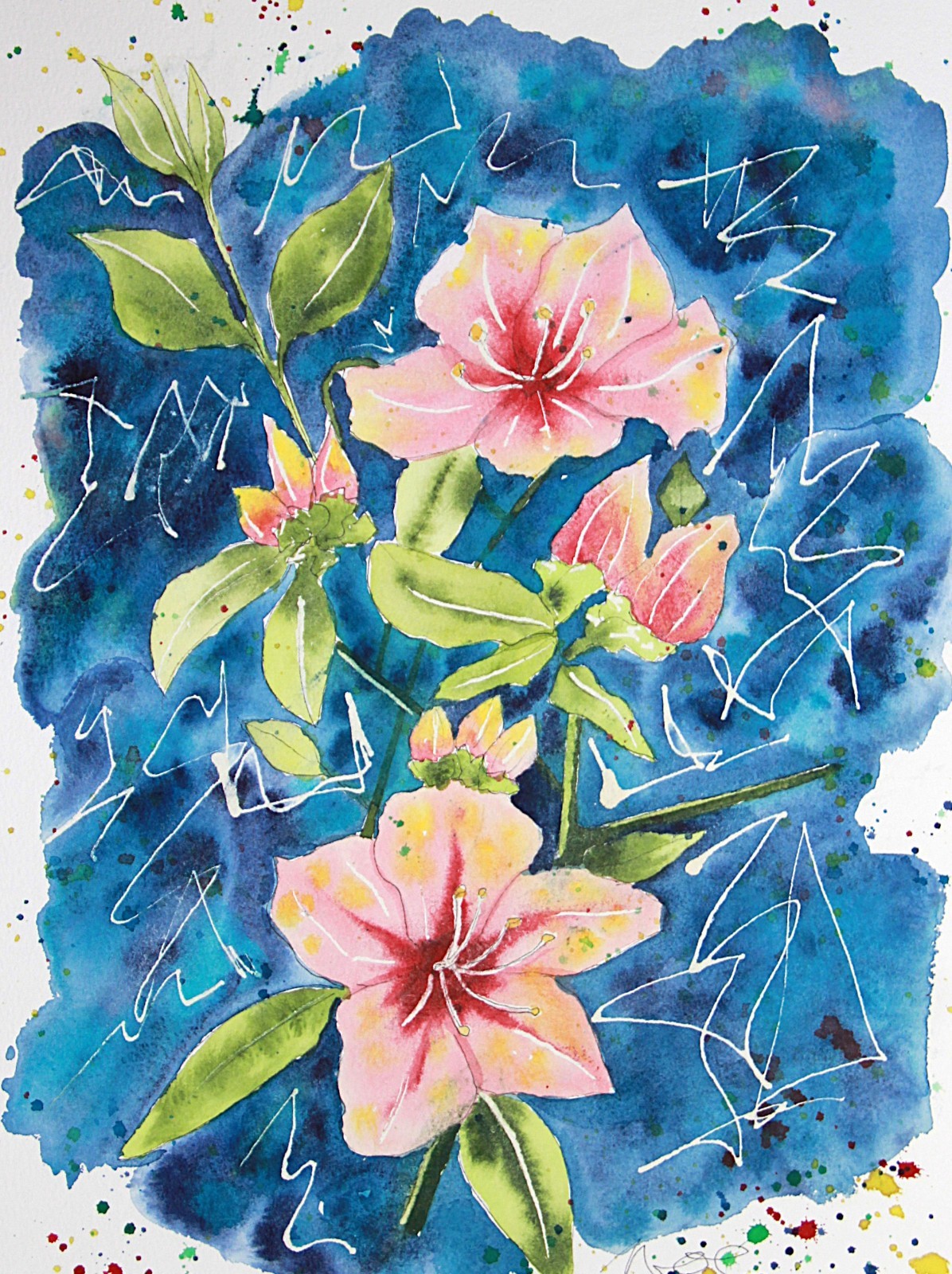 Original Watercolor Painting 0027 «Hibiscus 1» 13 x 10 (Unframed)