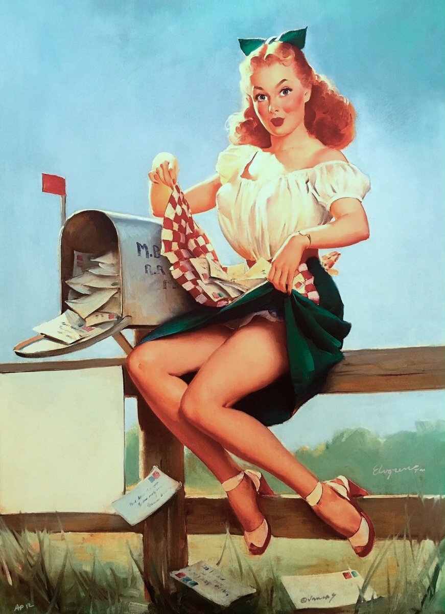 FAN MAIL SALE Elvgren COWGIRL Original Painting Pin-Up FARMERS DAUGHTER Pinup