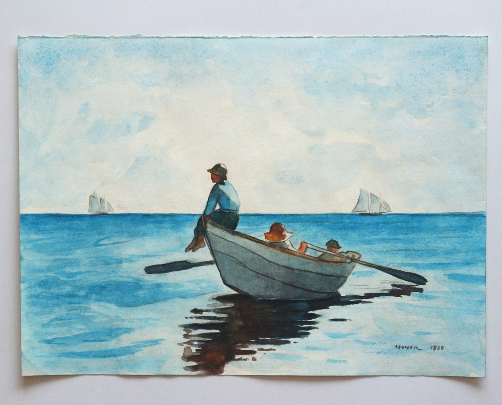 WINSLOW HOMER watercolor on old paper painting, vintage, not print