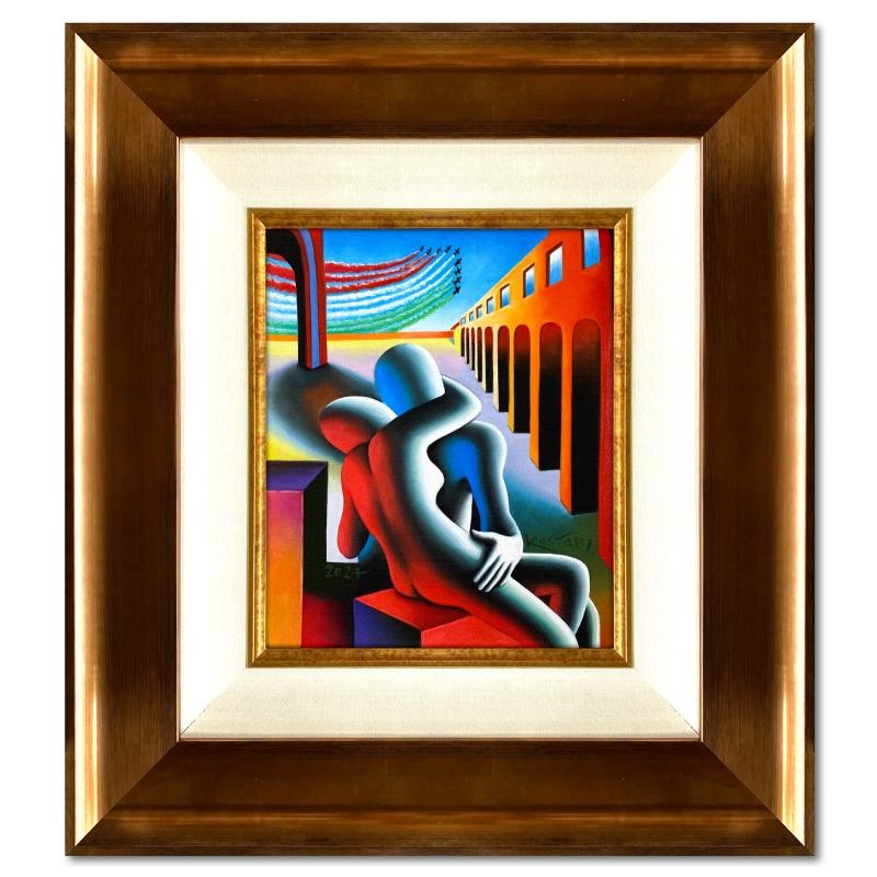 Mark Kostabi «The Italian Way» Framed Original Painting Canvas Hand Signed Art