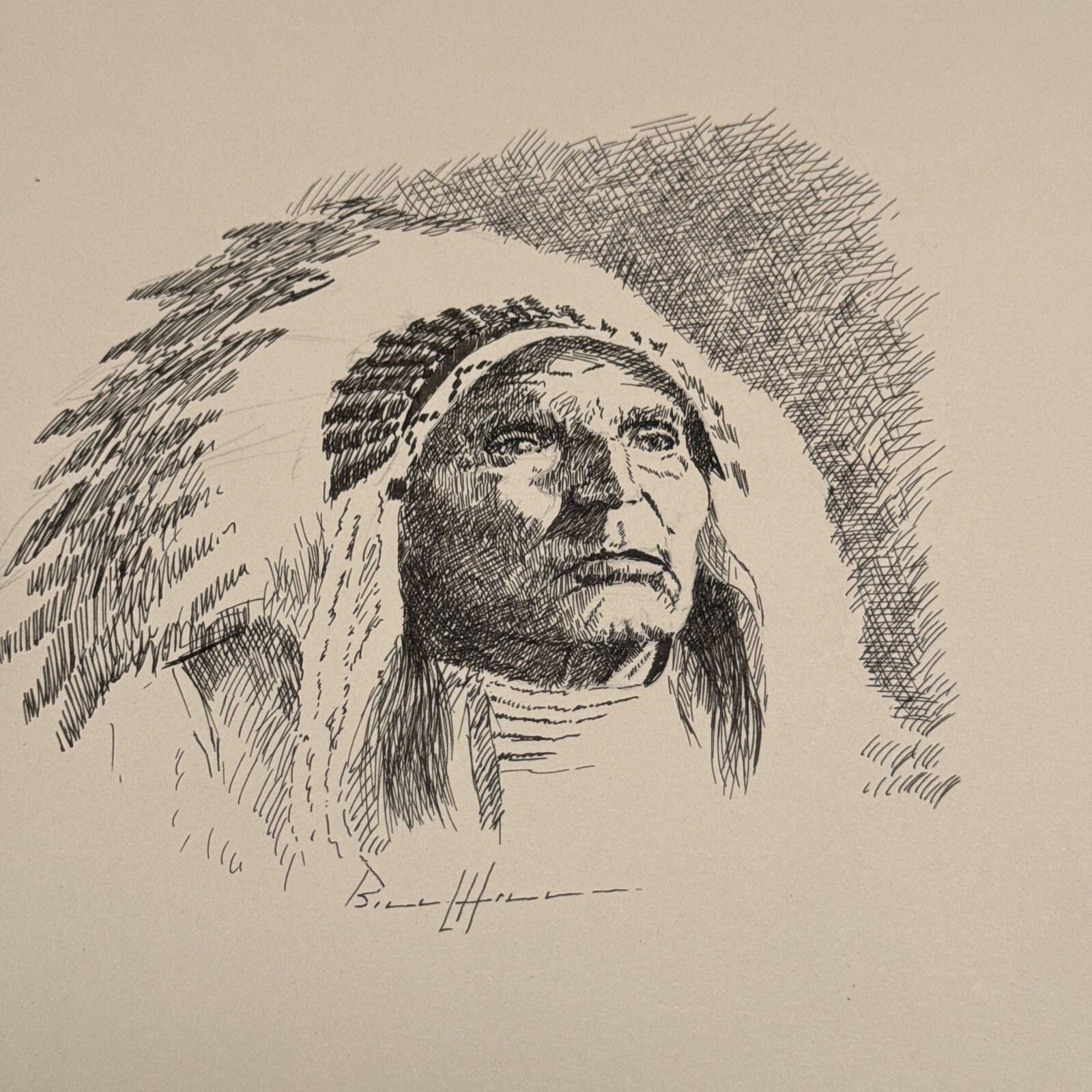 WILLIAM LEE HILL DRAWING FAMOUS NATIVE AMERICAN INDIAN PORTRAIT TRIBAL LISTED