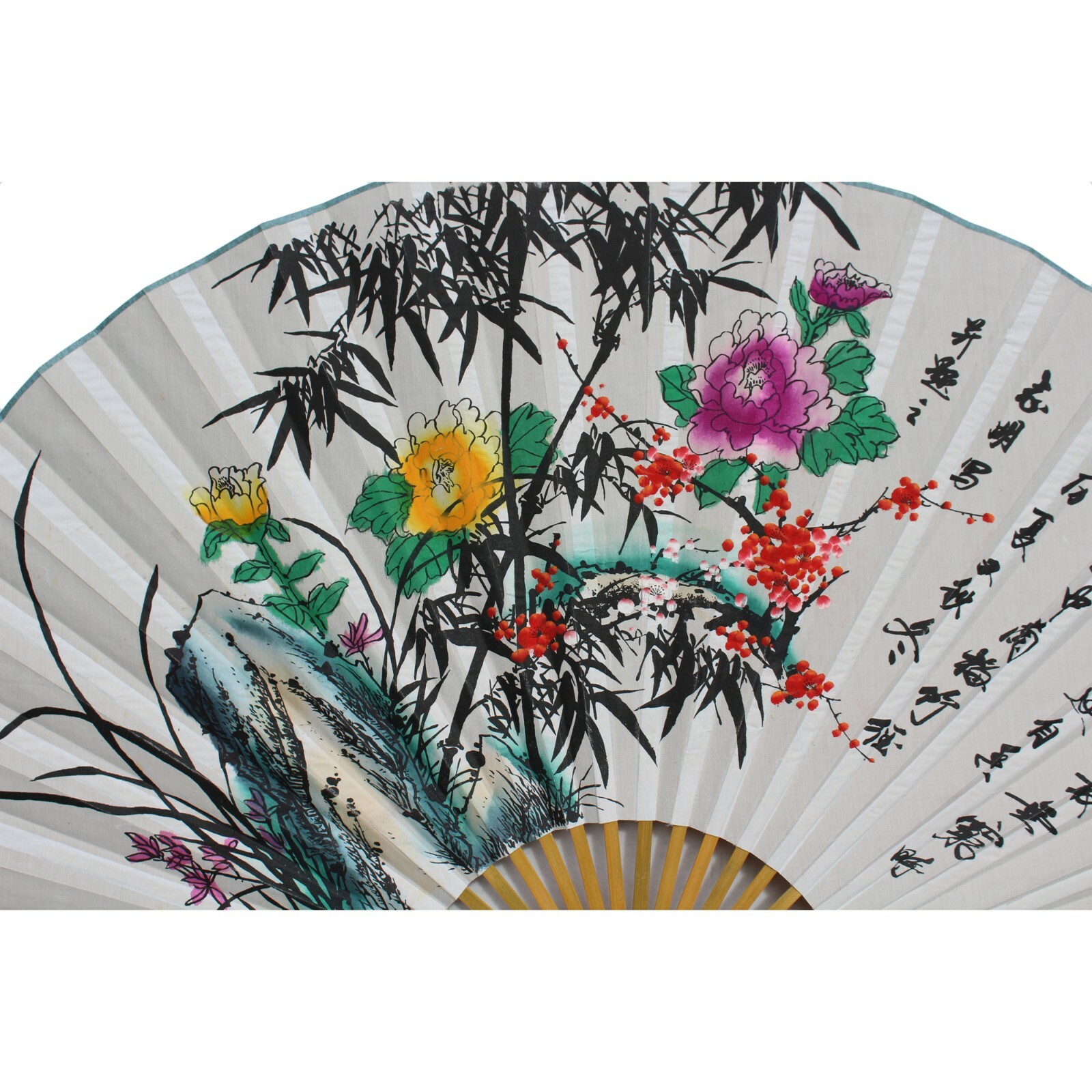 Chinese Handmade Fan Shape Flower Theme Paper Painting cs5633