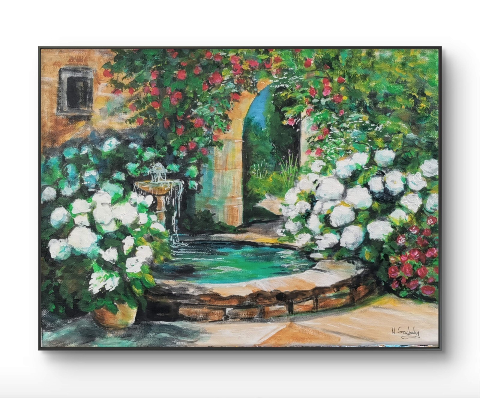Original Expressionism 9 x 12 Garden Roses Acrylic On Canvas Wall Painting