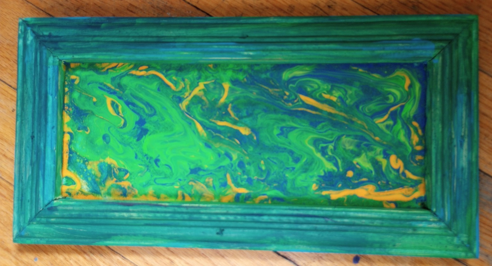 Abstract Green Blue Yellow Swirl Painting, Framed, Art Theme Wall Decor