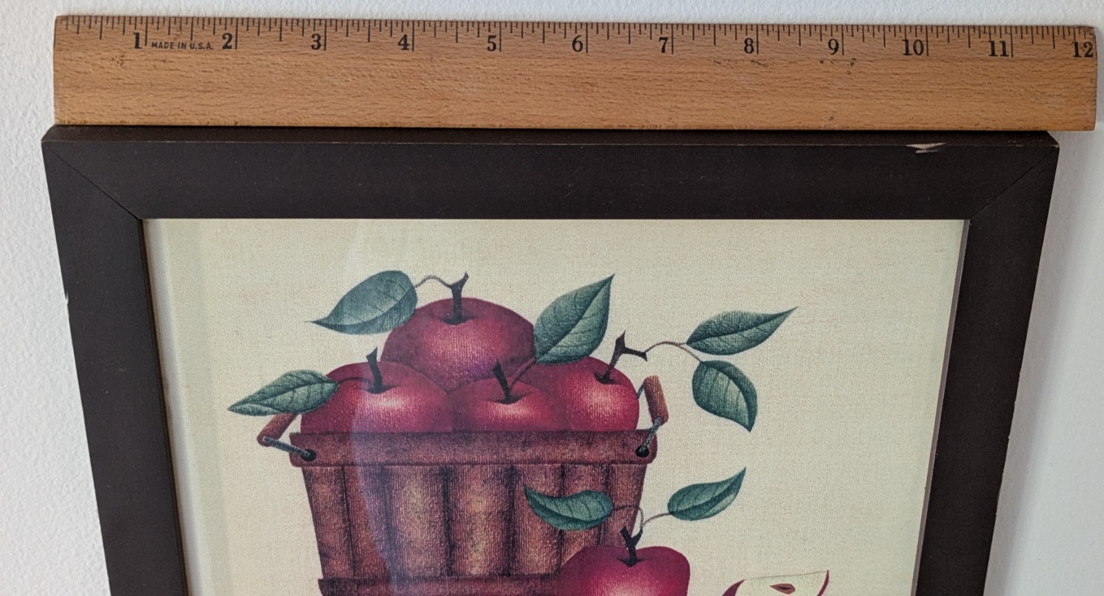 Vtg Theorem Painting Signed DEBORAH 96′ Apples In Basket Framed 9.5″x11.5″ VGC