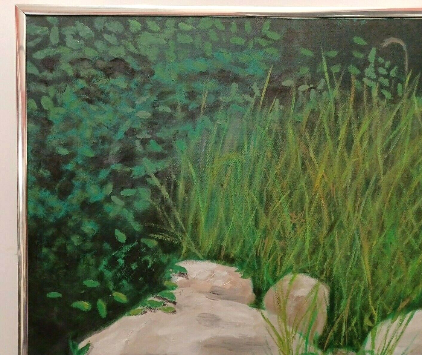 LISTED ENGLISH CLEM SPENCER SIGNED ORIGINAL OIL on CANVAS RIVER ROCKS LANDSCAPE