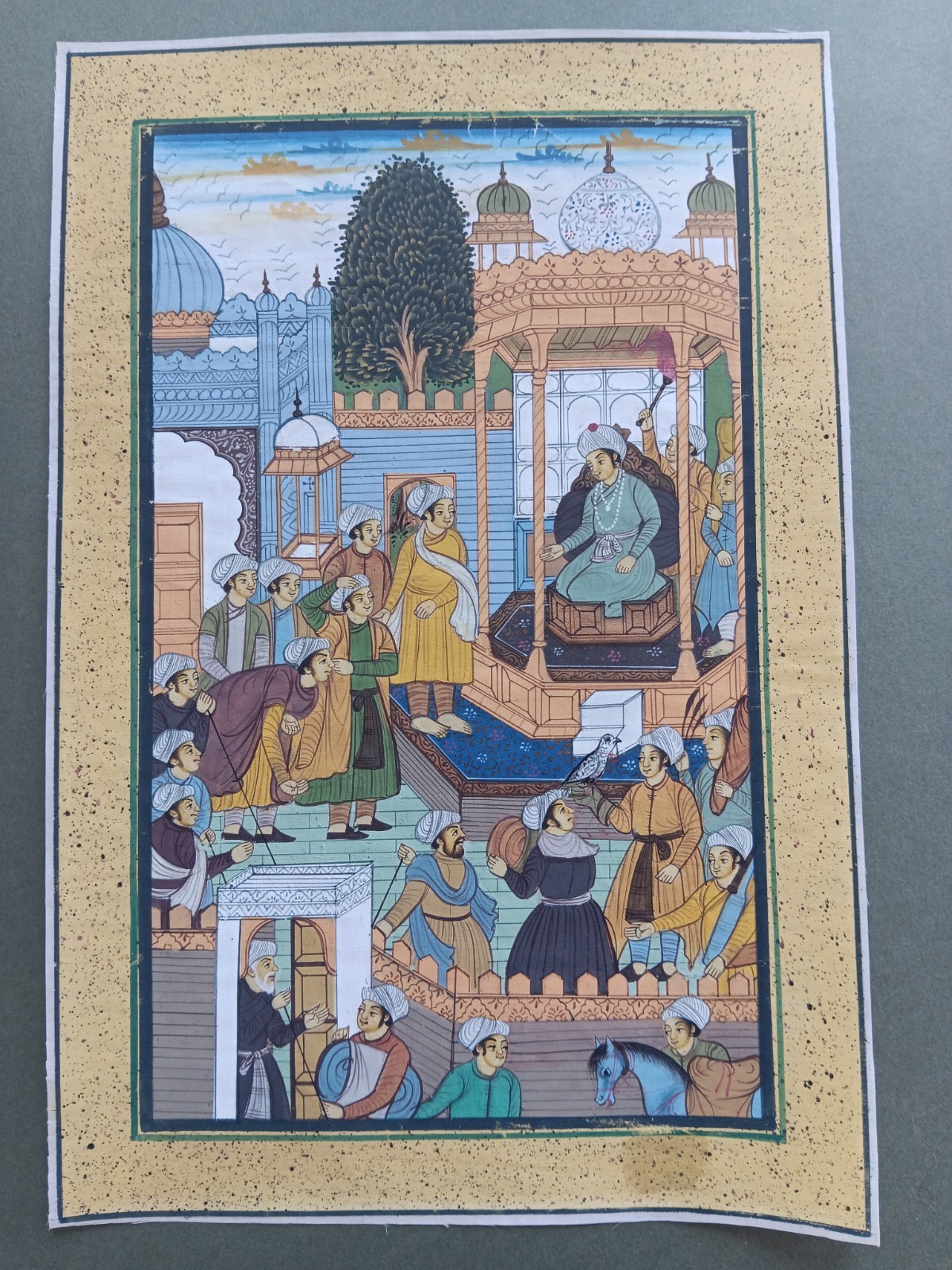Mughal Courtyard Scene On Silk