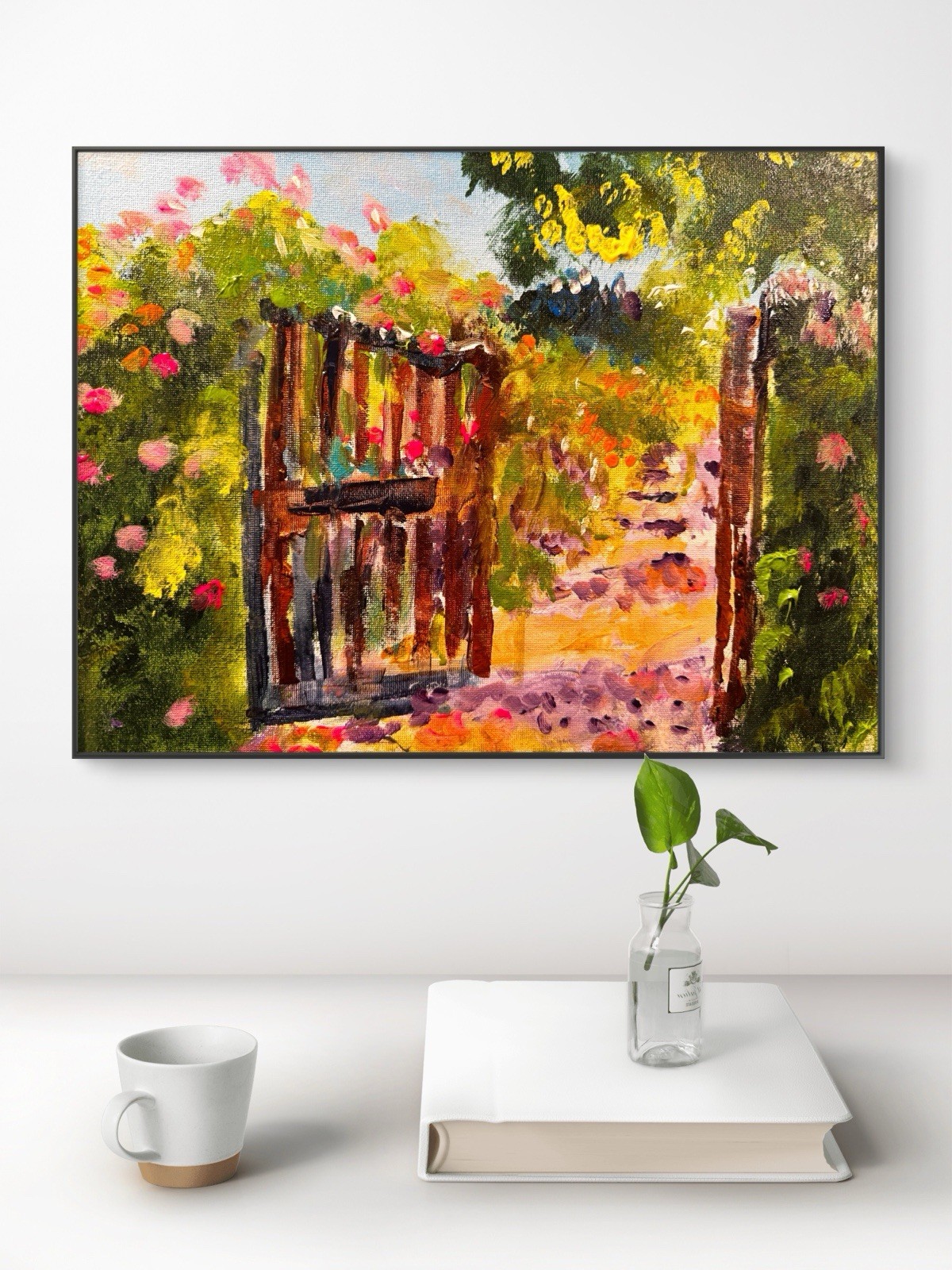 Original Abstract Expressionism 11×14 Flowers Handmade Signed Living Room 172