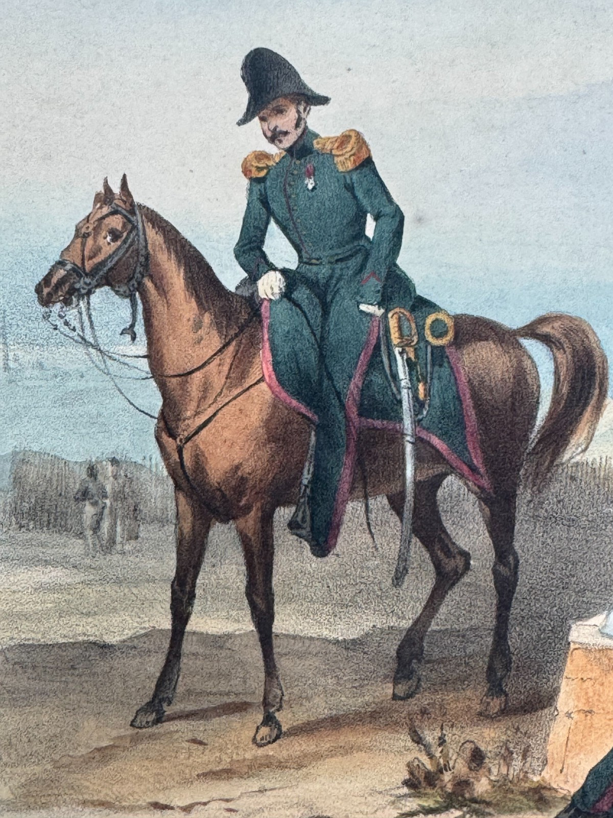 RIGO FRERES ORIGINAL 19TH C. FRENCH MILITARY WATERCOLOR AQUATINT CIRCA 1850 ARMY