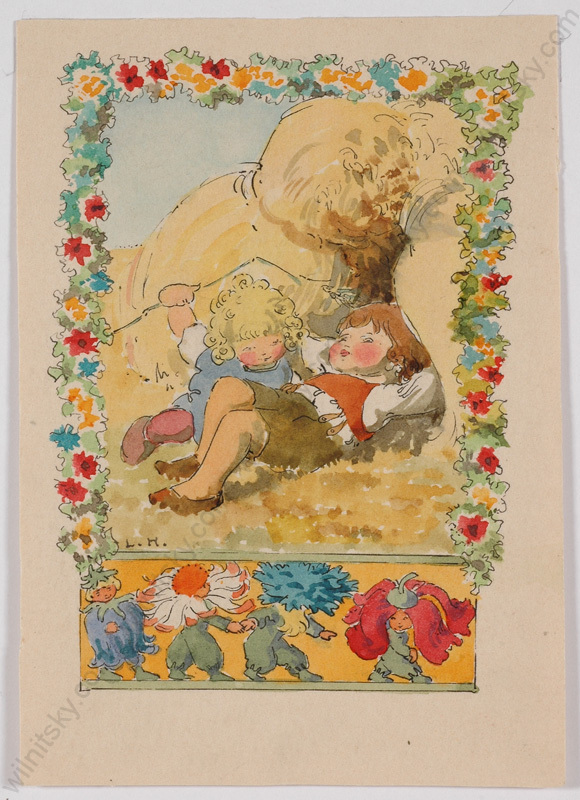 Lisbeth Hoelzl «Month August», Watercolor, Early 20th Century