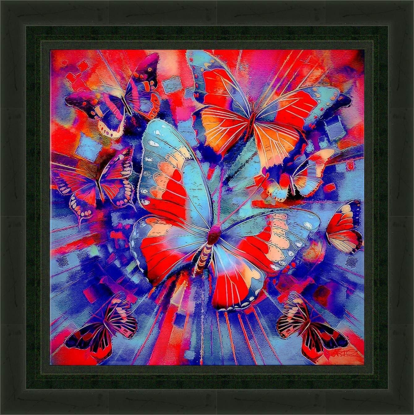 Art of OZ «Butterflies Dream» Mixed Media Original Unique Painting signed by OZ