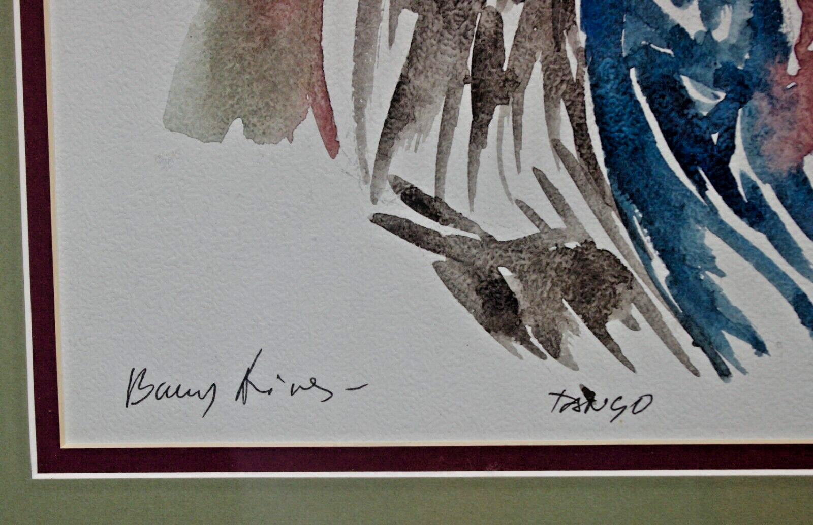 original watercolor framed signed Barry King couple dancing tango