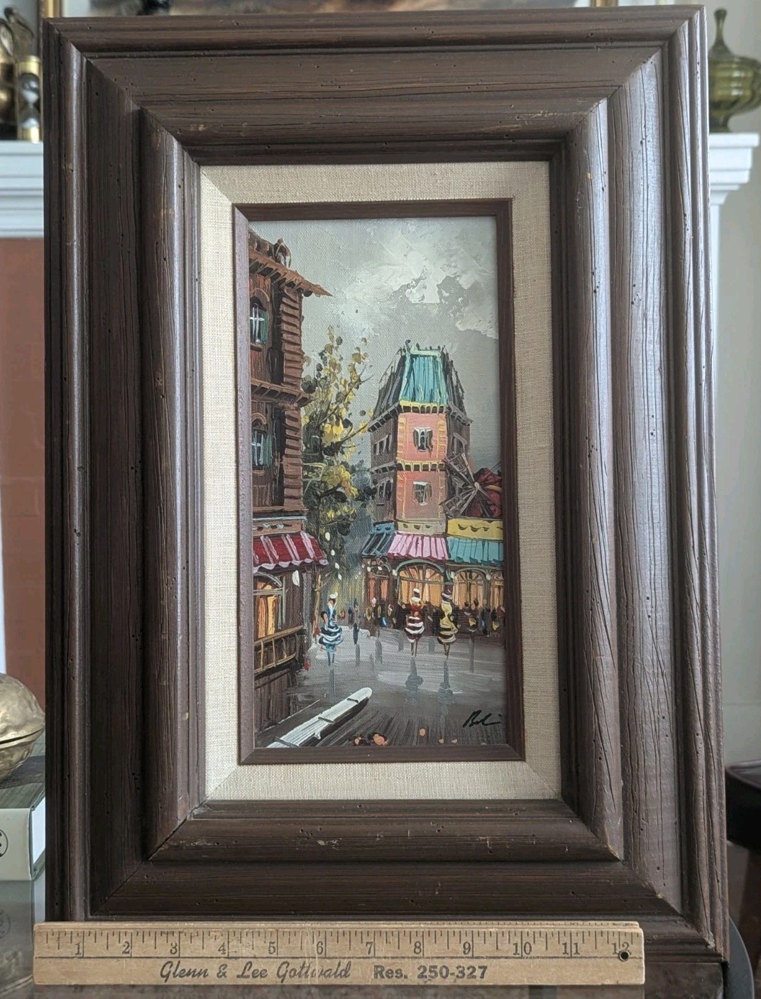 Vtg Oil Canvas Framed Paris St Scene Painting Signed Mid Cen Impressionist Art