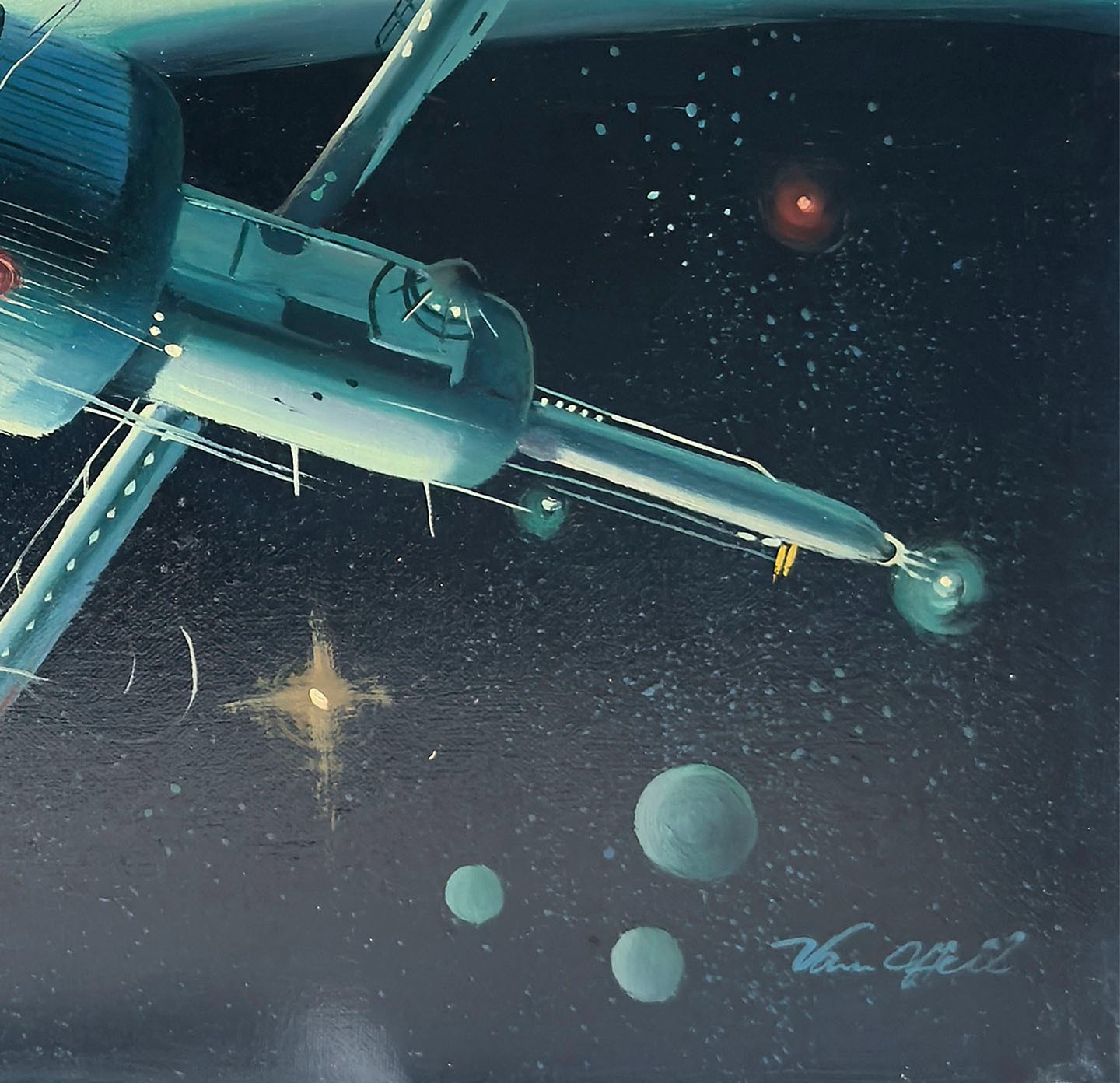 Sci Fi Apollo Missions Inspired Spacecraft and Astronaut-20×24 inch oil painting