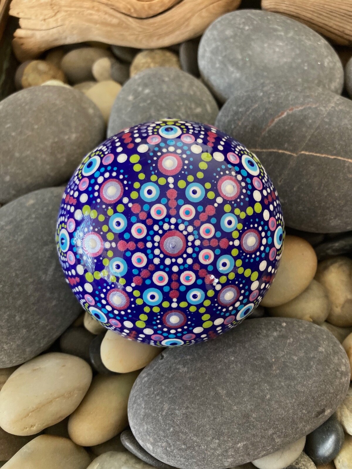 Mandala Dot Painted Rock Stone Dome – Blue, Pink, Purple, Green, White