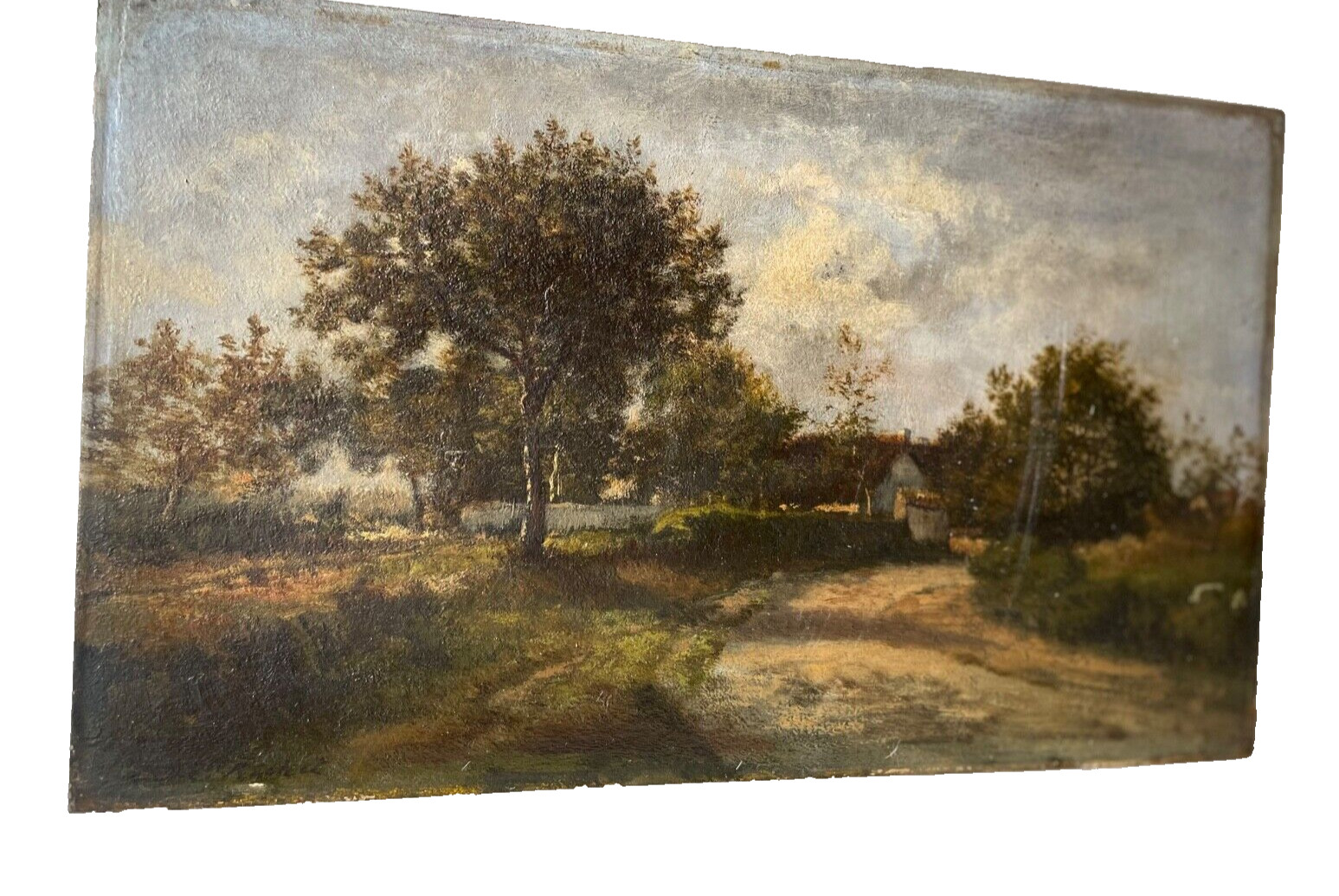 Leon RICHET (1843-1907) – School of Barbzion Oil on Panel – Farm Landscape