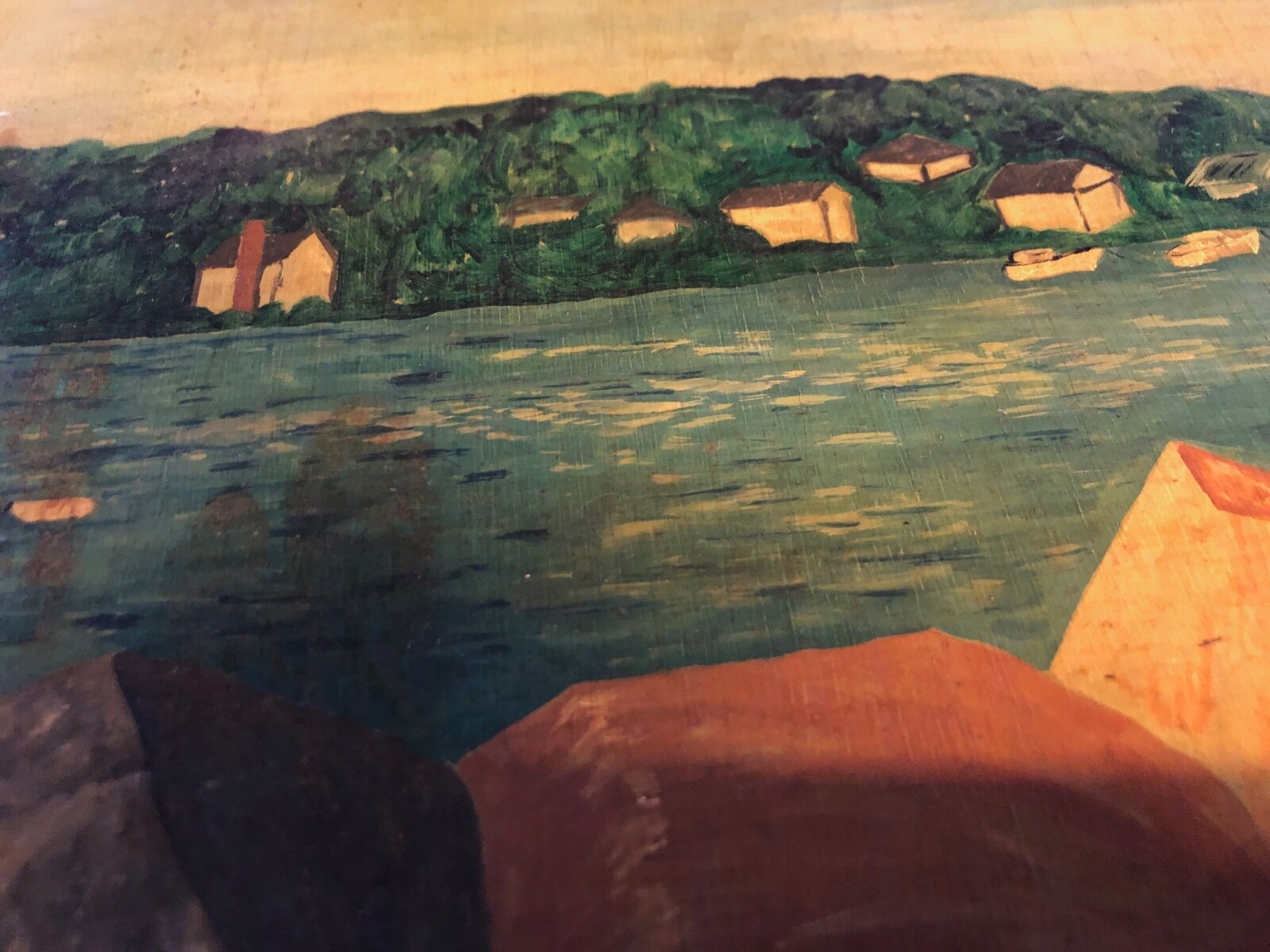 Primitive Naive Impressionist Painting Rockport Mass. Art 1962 14″ x 15″ Water