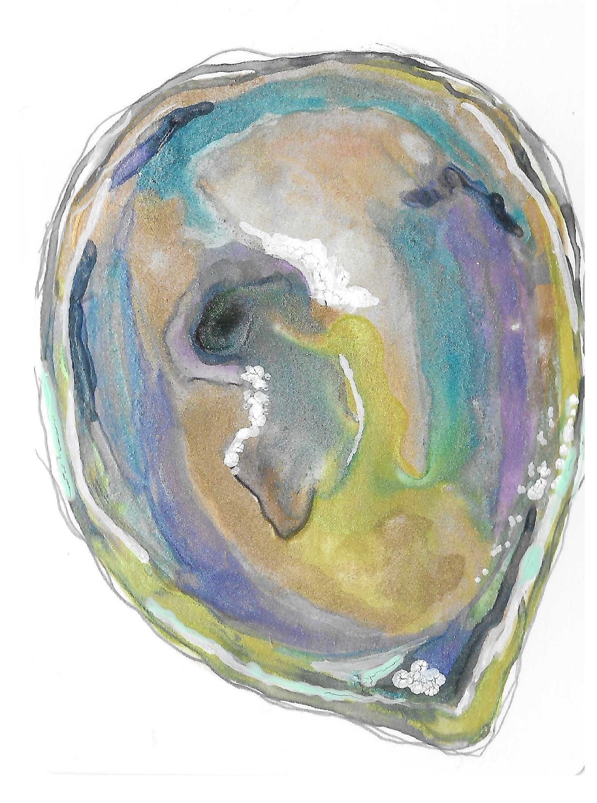 ACEO Oyster Watercolor Painting «Gay Little Oyster» Pride Series 6/100