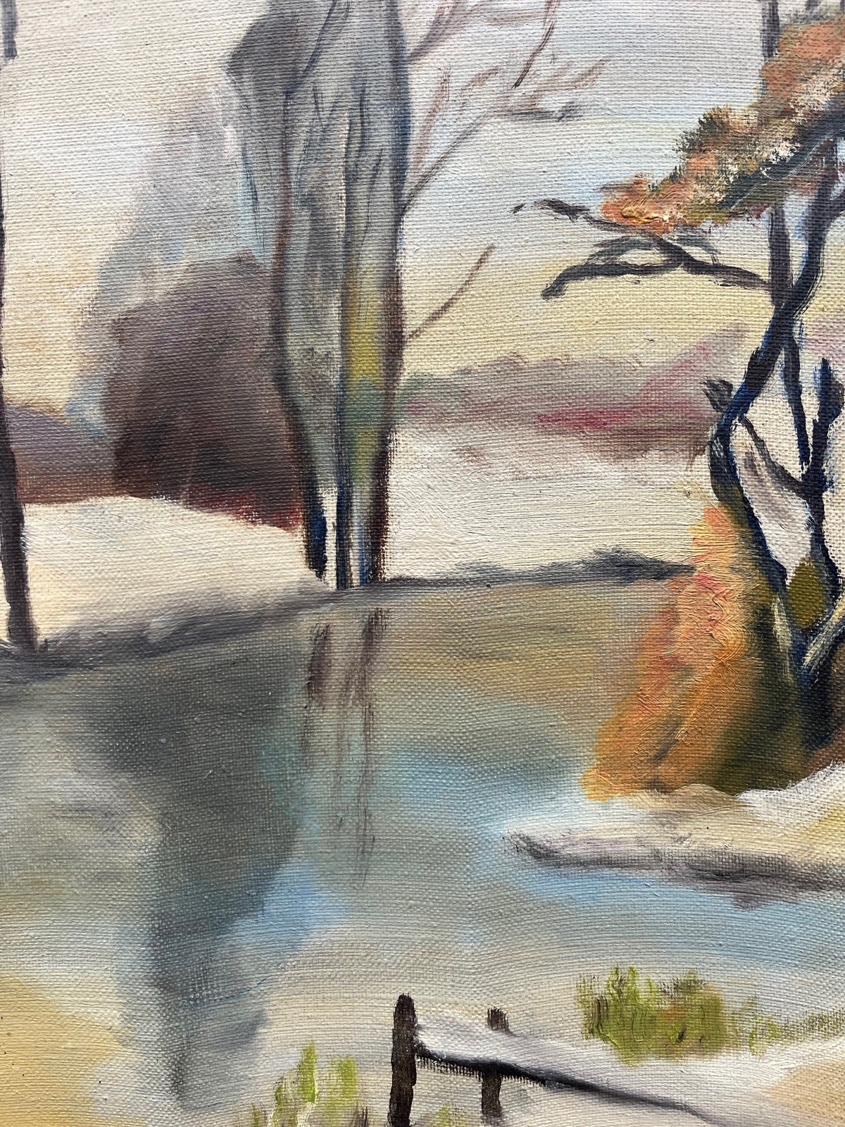 Impressionist Seascape Winter Landscape Oil Painting, Framed, 45×35 cm
