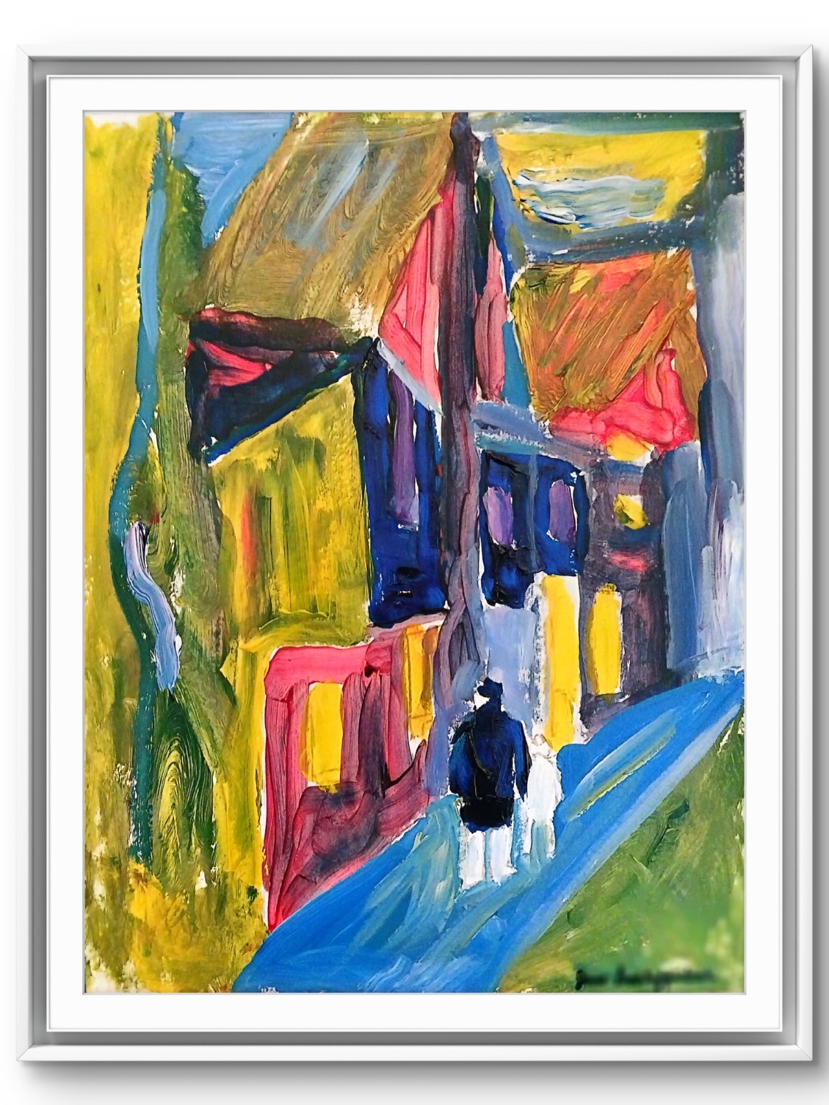 Abstract Modern Expressionistic Original 9×12 Signed Paper Acrylic Wall Art