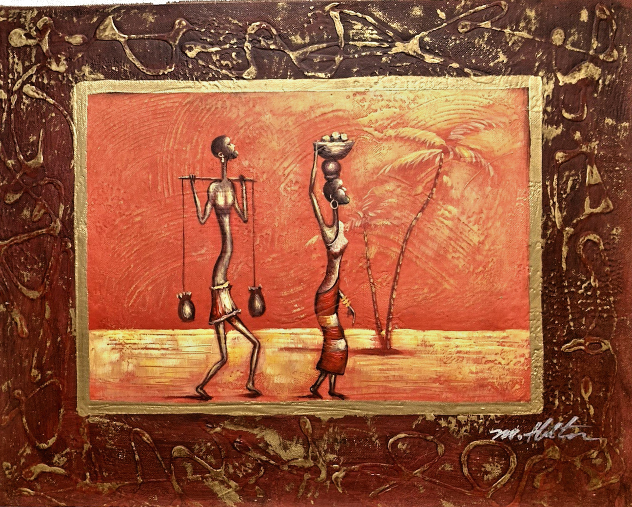 Original Oil Painting – Village Workers