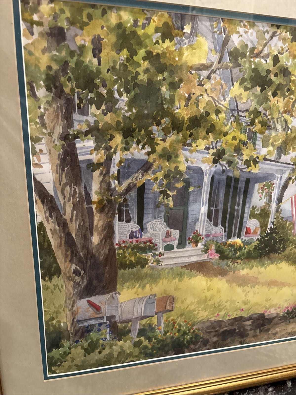 Joan McKinney Large Original Watercolor Painting, New Jersey Landscape, US