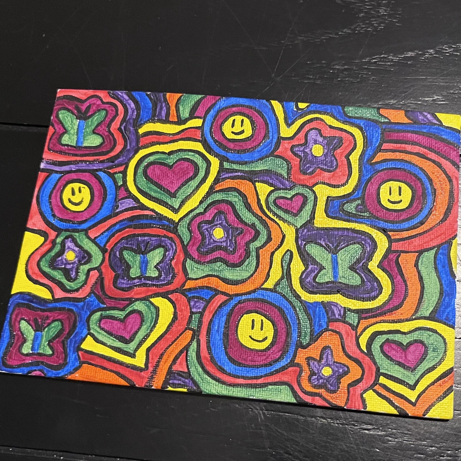 Painting Acrylic Canvas Spring Primary Colors 7X4X3.4