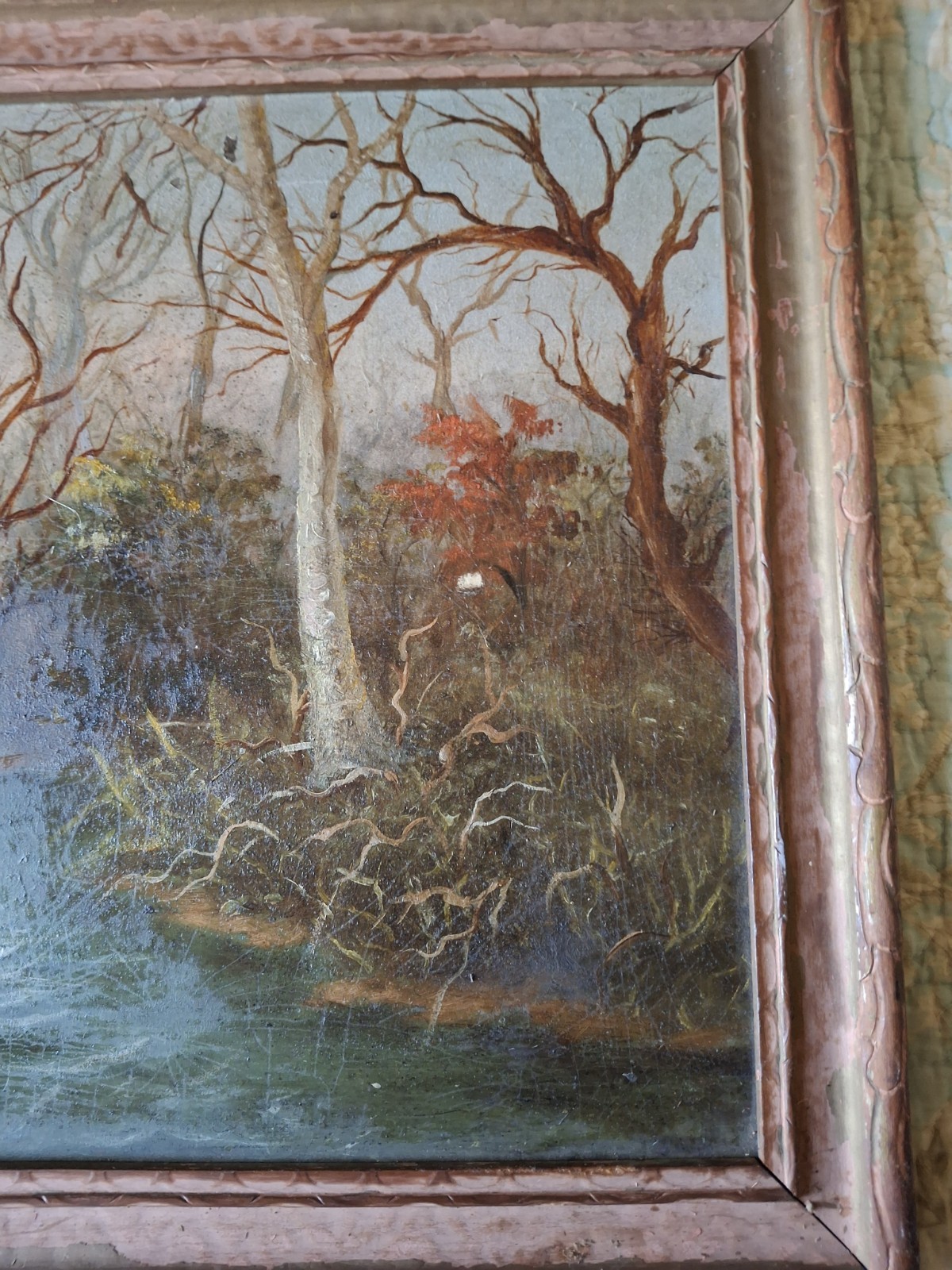Antique Landscape River Stream Hauntingly Beautiful Waterfall Painting on Artist