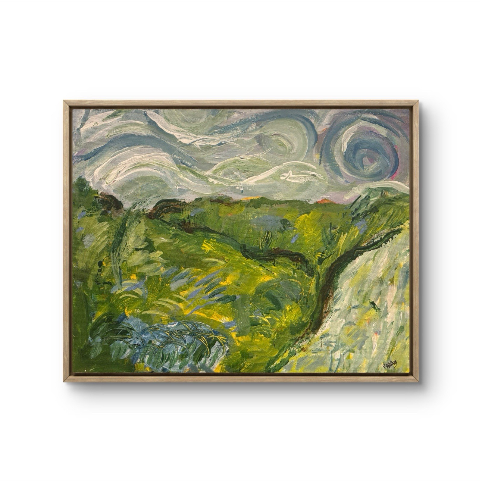 Green Hills Landscape Impression 11×14 ABSTRACT IMPRESSIONISM Van Gogh