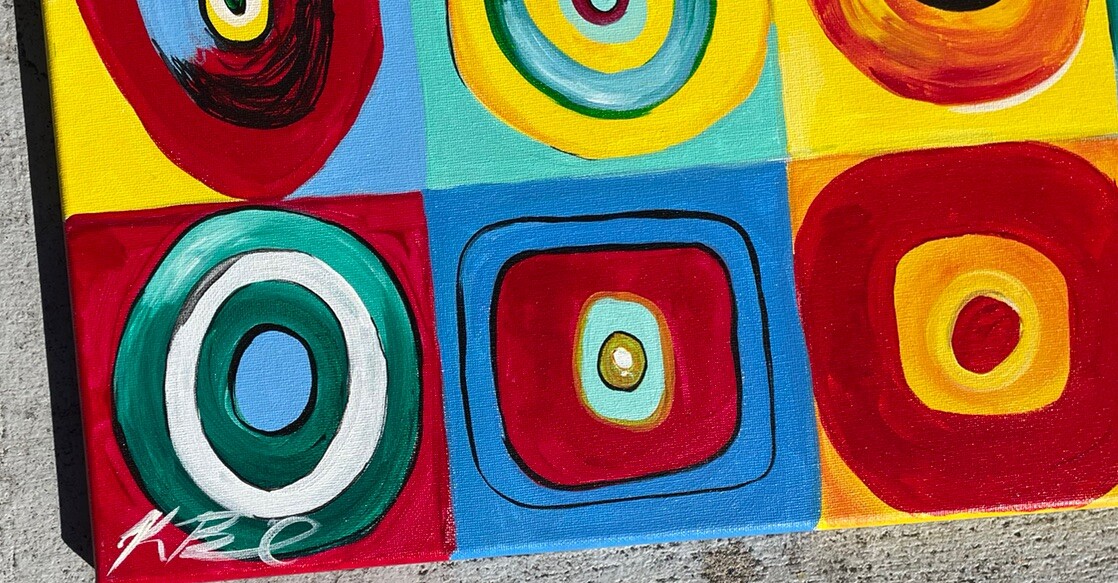 Acryl On Canvas Signed Farbstudie After Kandinsky