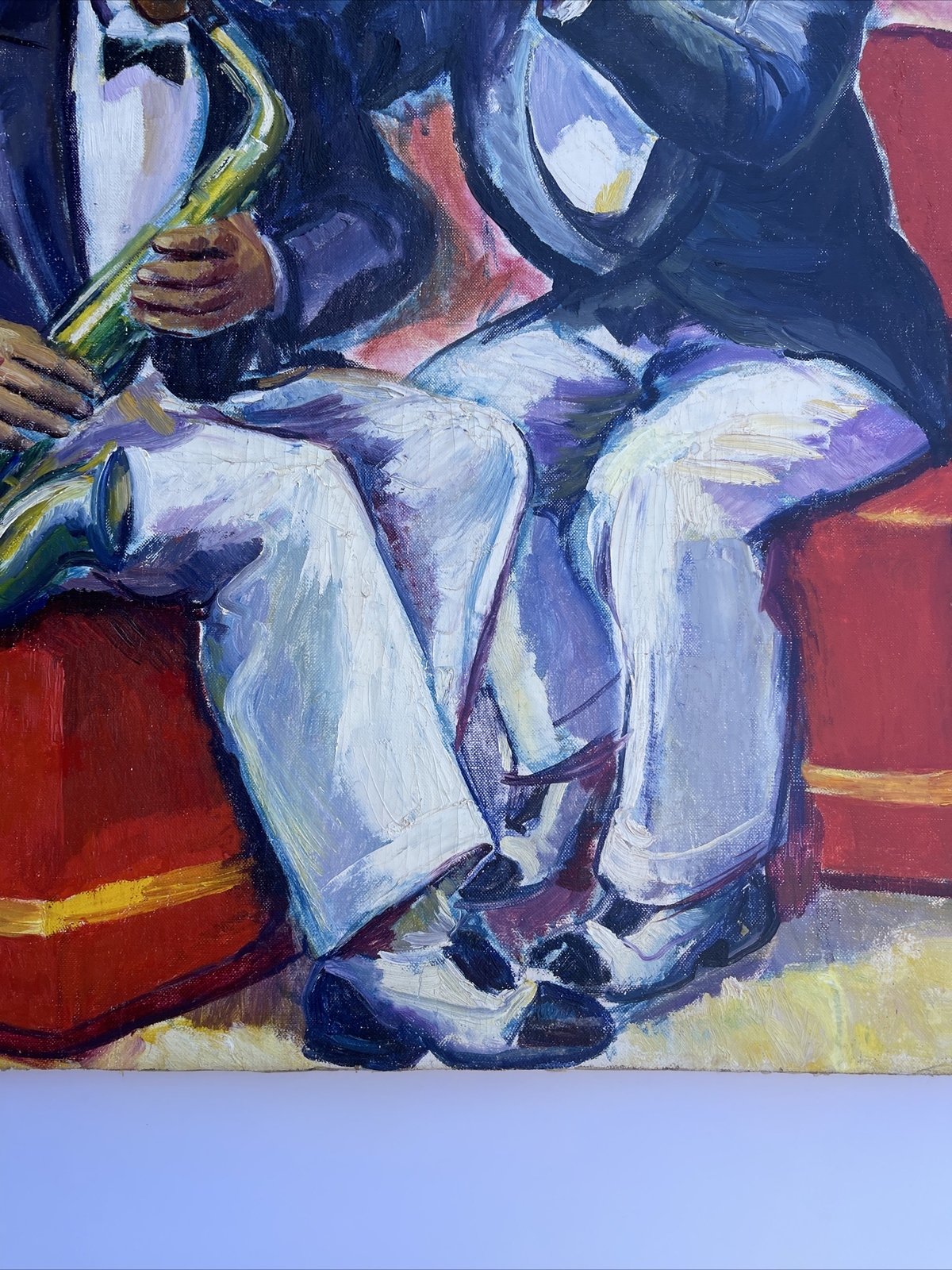 Jo Cain PAINTING ANTIQUE WPA Black Americana Large Mural Study Jazz Portrait Oil