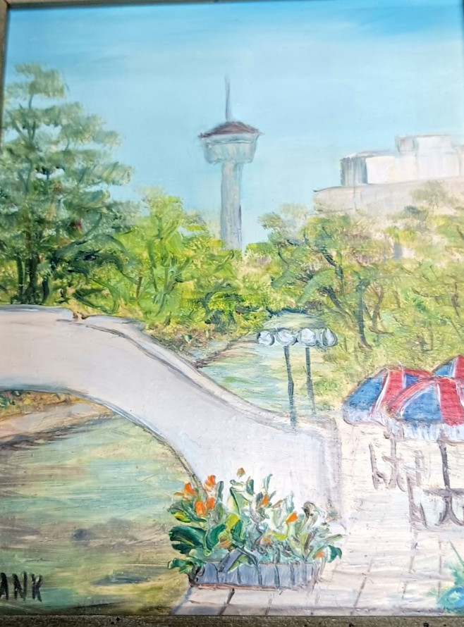 Ruth Jank 8/28/1928-2/25/2022 Miniture Oil Painting Hemisfair San Antonio, Texas