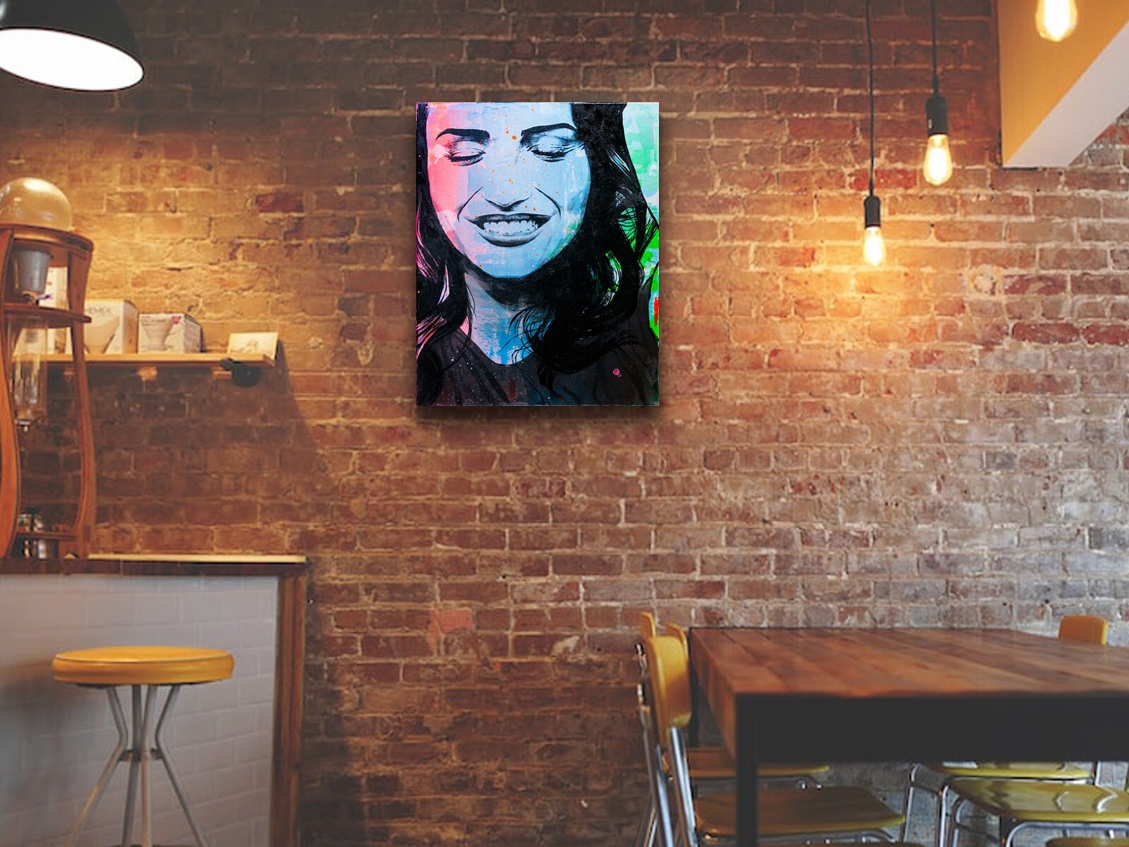 Beautiful Smiling Woman Portrait – Original Painting – 16×20-UV Blacklight Glow