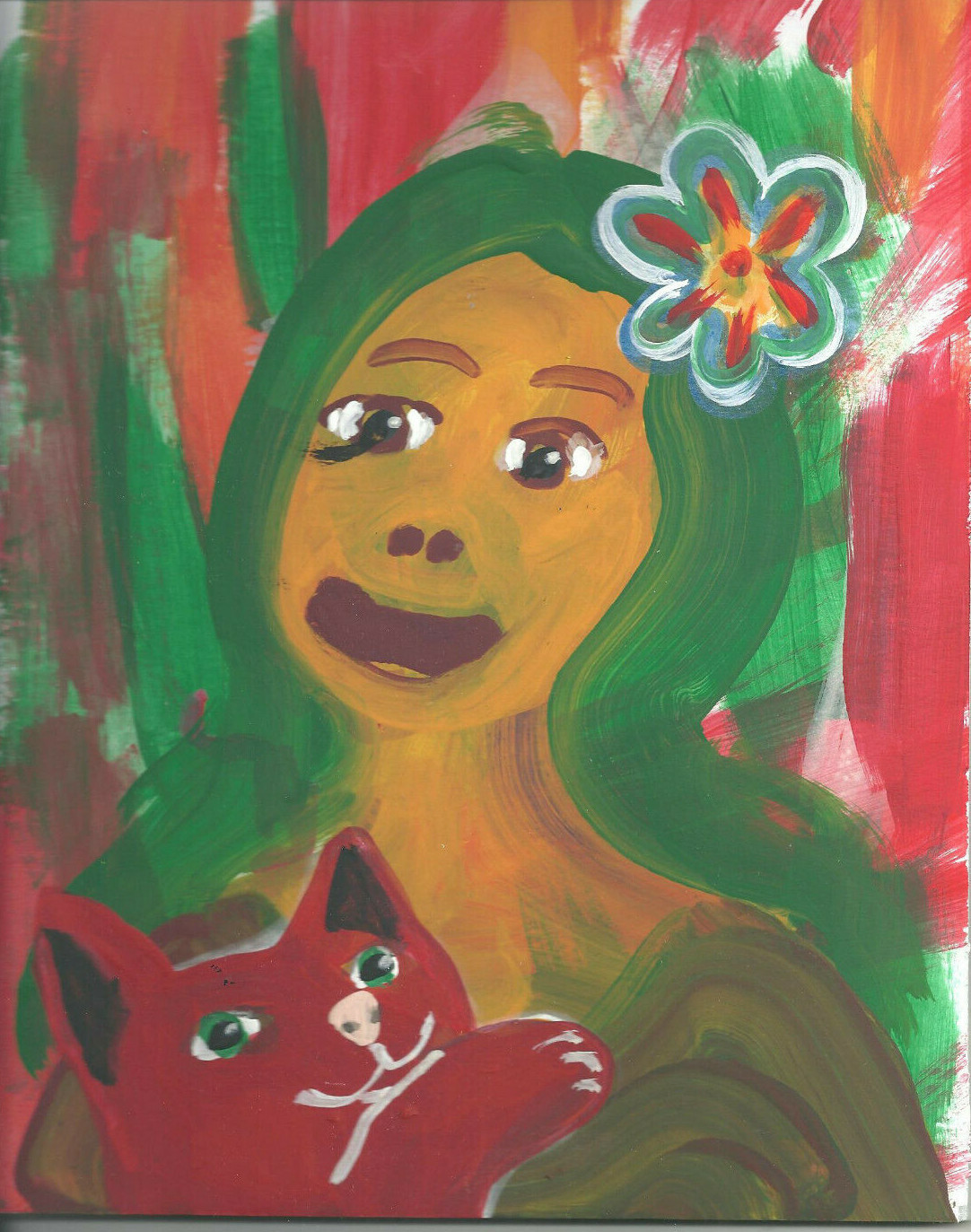 Sandy with Dandy the Cat by William Mayer new york surreal artisit