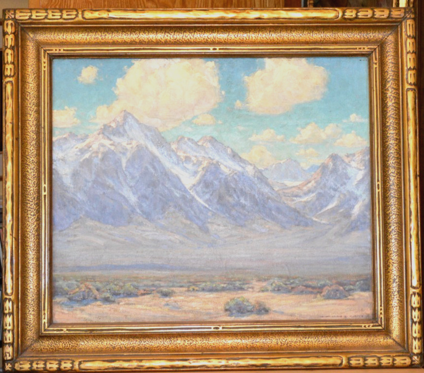Beautiful desert and mountain landscape by artist Leland S. Curtis (1897 – 1989)