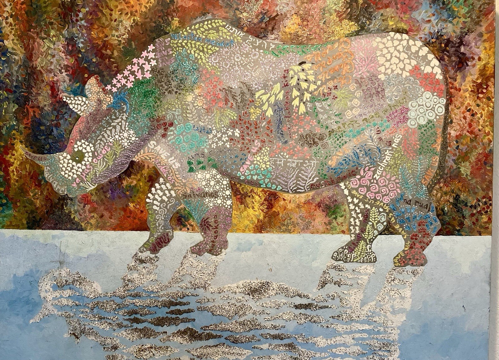 Rhino/Save Us, Part Of Endangered Animal Series, Glizzaic Style Original,