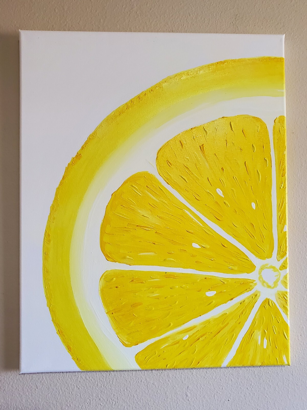 Handmade Painting Acrylic Wood Frame 20×16 Art Decor Fruit Lemon