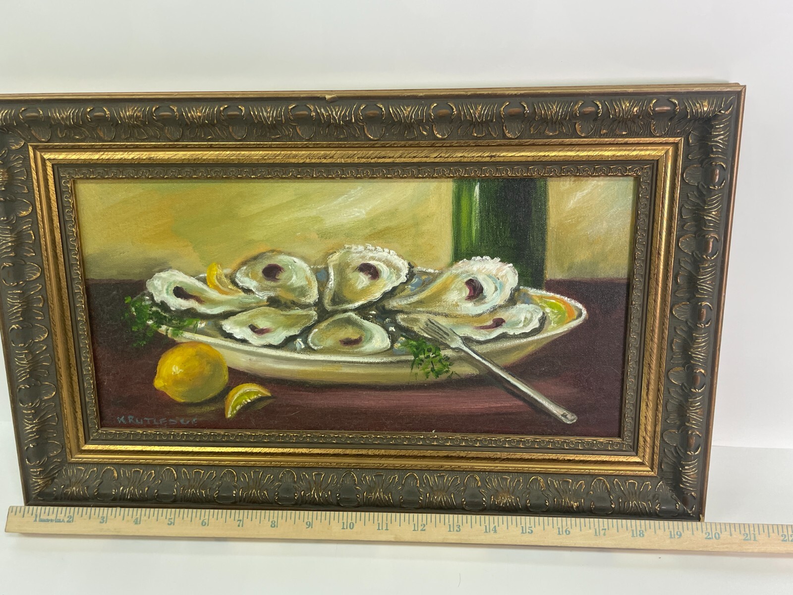 Louisiana Artist Katherine Rutledge Original Oil Painting Oyster Platter