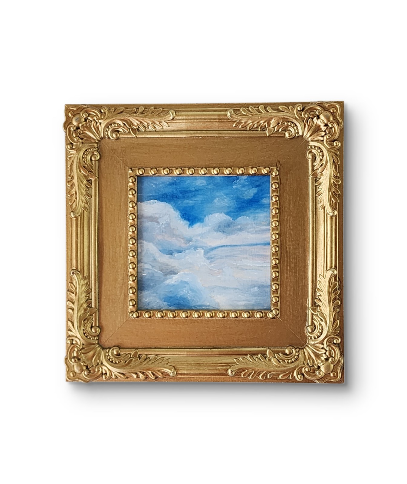 Mini Cloud Study – Oil on Wood Panel (Framed 8×8”)