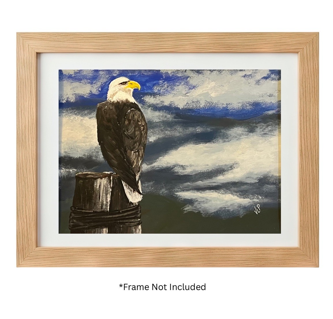 Bald Eagle Mountain Sky View Original Hand Painted Acrylic 11×13” Paper