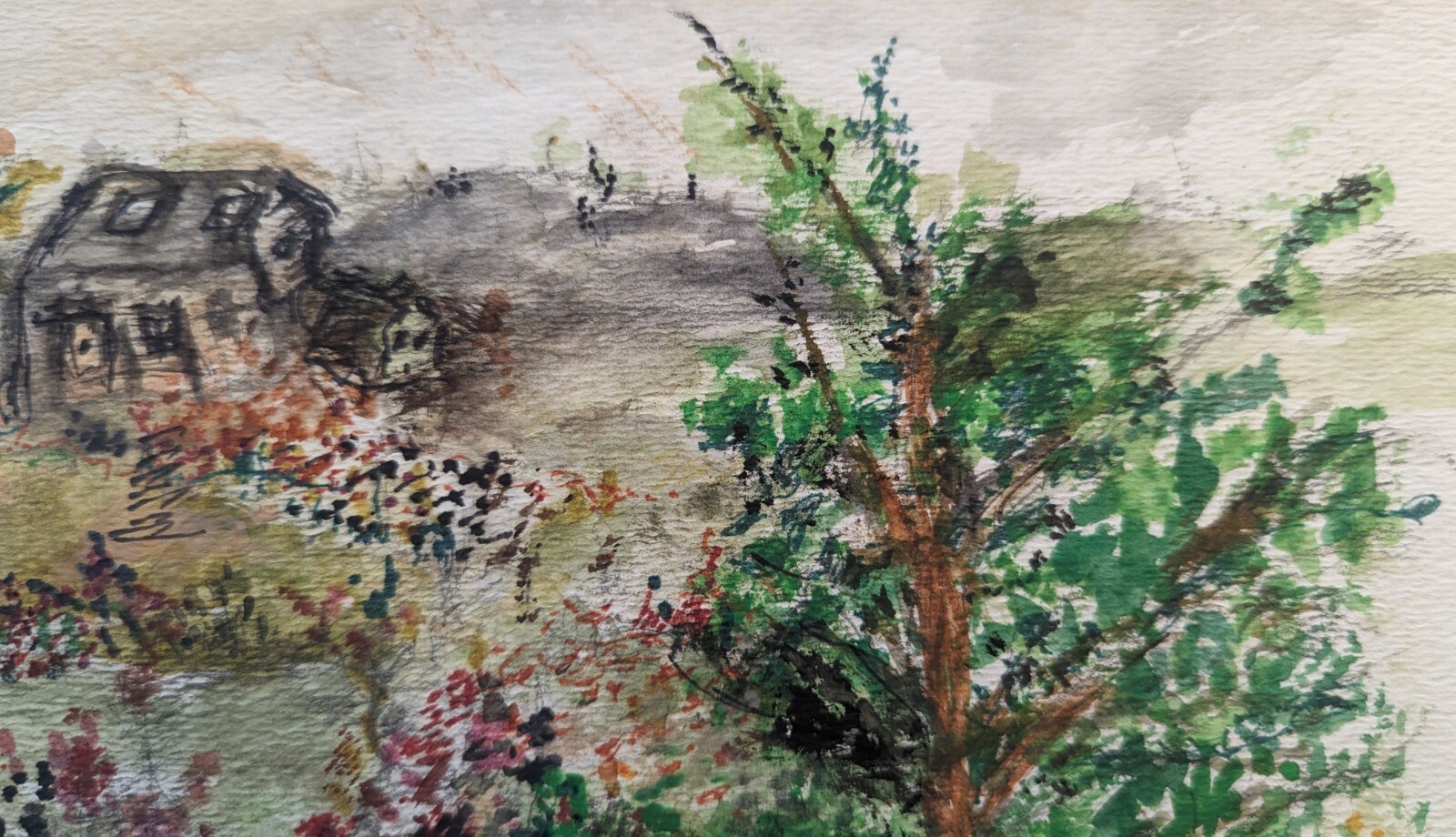 Framed Matted Signed Original Landscape Watercolor Painting 14″ x 11″